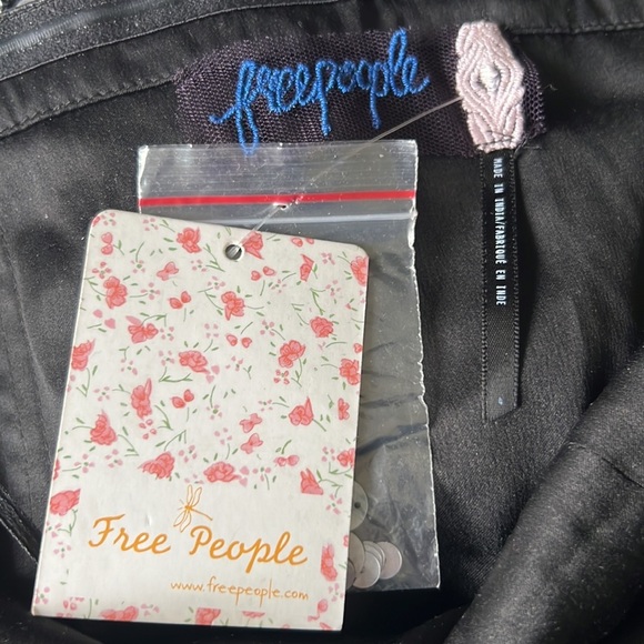 New Free People Gunmetal Black & Grey Sequins & Leather Strapless Mini Dress - Picture 14 of 15